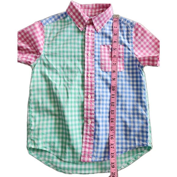 Polo Ralph Lauren Boy's Gingham Colorblock Short-Sleeve Button Down Shirt Size 6 - Picture 8 of 8